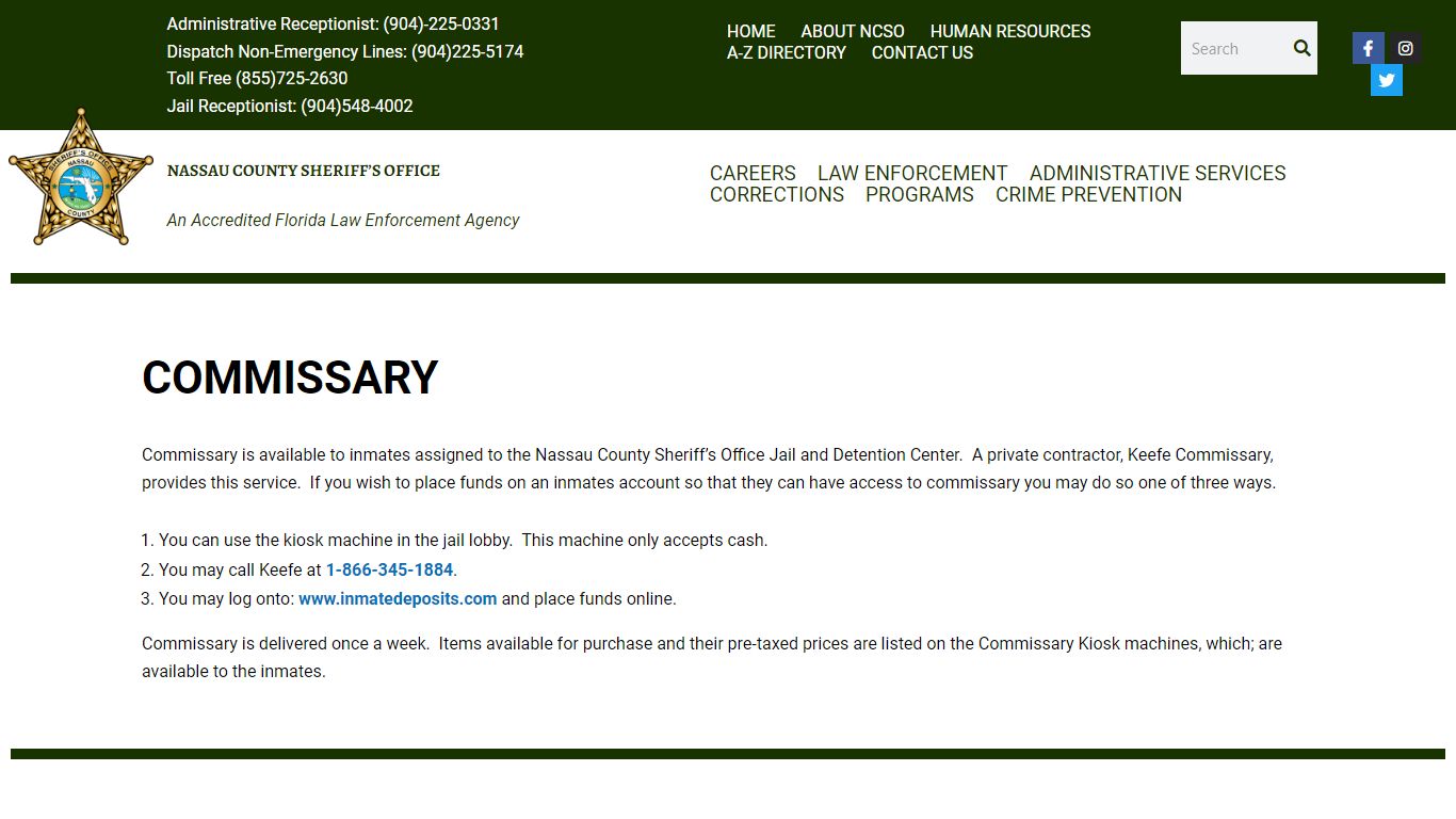 Commissary | Nassau County Sheriff's Office